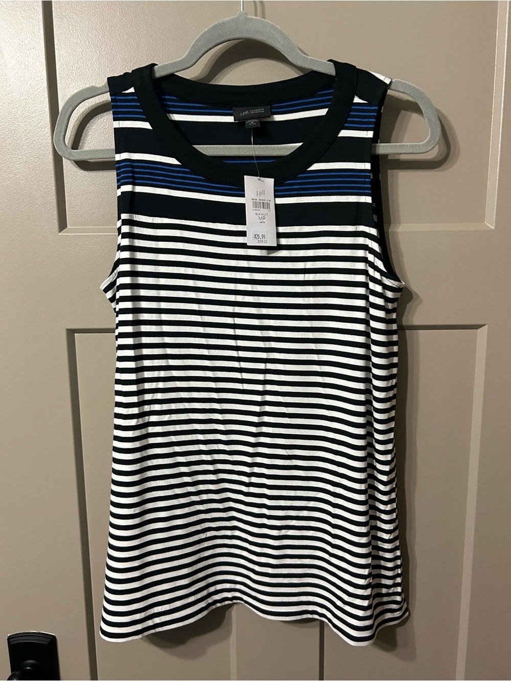 J. Jill Black, White & Royal Blue Striped Crew Tank top